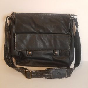 Rafe NY Black Leather Shoulder Business Bag Multiple Compartments